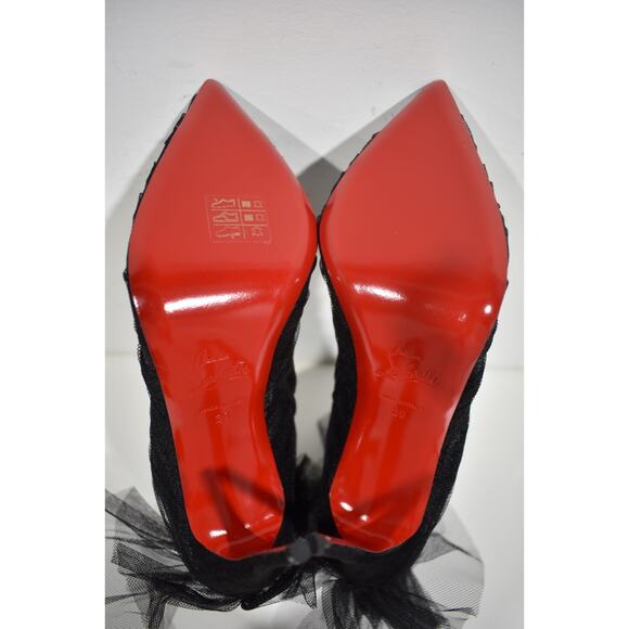 Christian Louboutin Libellibooty 100 Black Mesh Tulle Ankle Boot Heel Pump 39 - Picture 12 of 12